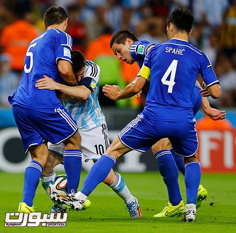 Argentina's Messi is crowded out