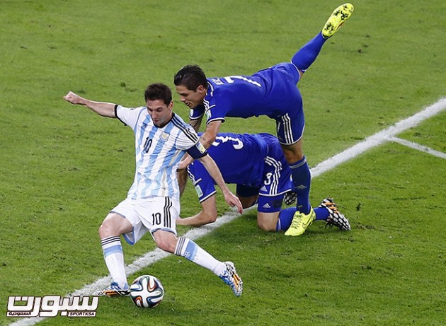 Argentina's Messi shoots to score