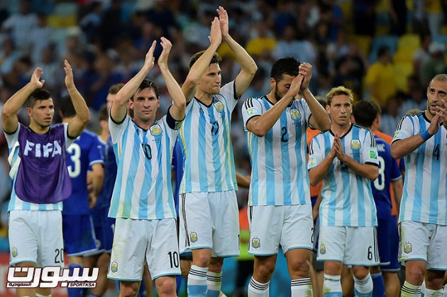Argentina's players celebrate at the end